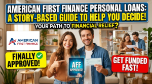 Couple celebrating loan approval together.