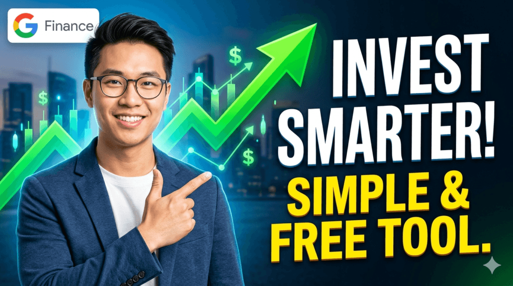 Google Finance: Your Simple, Free Tool for Smarter Investing Man promoting investment tool with graph